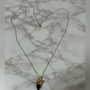 Rose Pierre Elegant Gold and Black Pendant Necklace